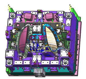 Design analysis of injection mould for automobile headlight lamp shell